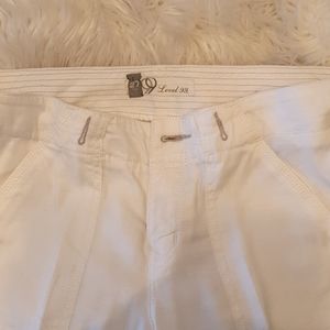 Cream linen porkchop pocket pant